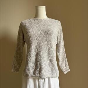 vince cream colored linen blend boat neck sweater
